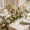 wedding table deco white taper candle