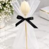 scented candle tulip with black ribbon label